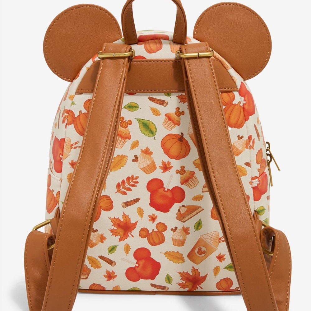 Loungefly Disney Mickey Mouse Pumpkin Fall Treats Mini Backpack Hot Topic - Picture 3 of 4